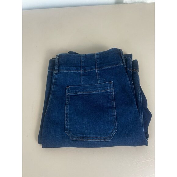 Maeve Anthropologie JeanS Women 32 TALL Colette High Rise Wide Leg Dark Denim - Picture 13 of 16